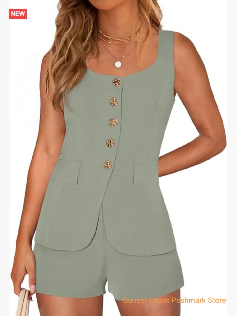 Womens 2 Piece Matching Sets Sleeveless Vest Top Shorts Set Summer Business
